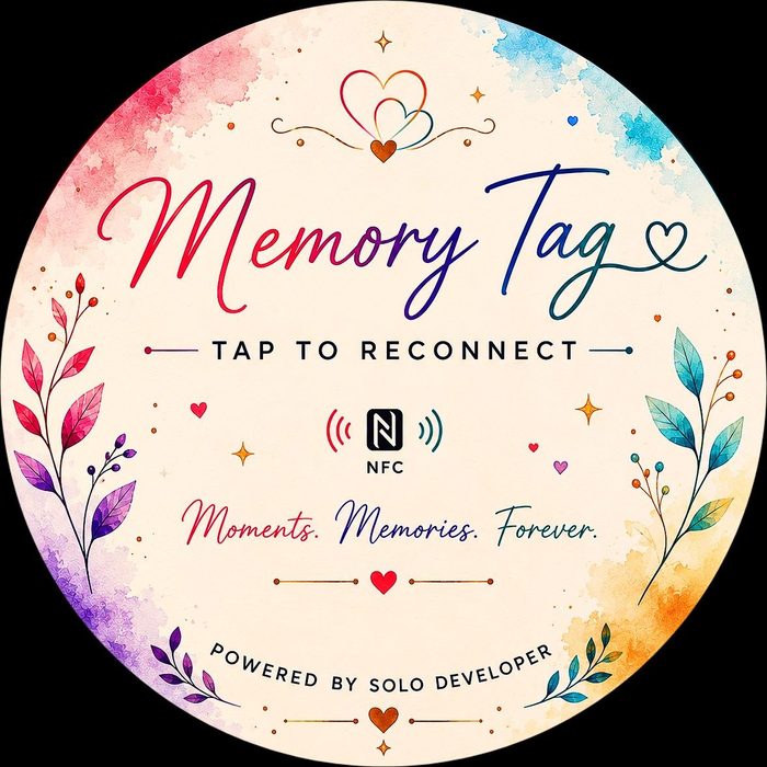 Memory Tag — Watercolor Bloom design